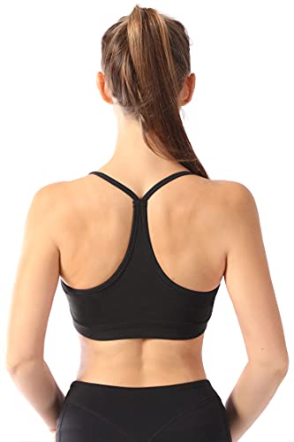 TAIPOVE Damen Sport-BH Yoga Bra Gepolstert Crop Tops Ringerrücken Fitness Oberteil Stretch, Schwarz, L von TAIPOVE