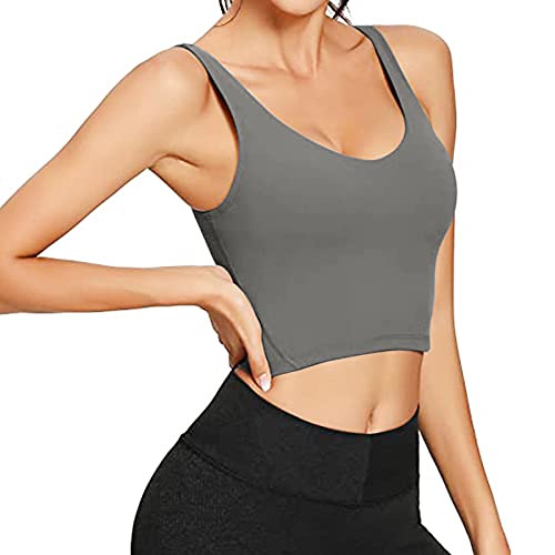 TAIPOVE Sport-BH Yoga Oberteil Abnehmbare Polsterung Ohne Bügel Fitness Essentials Tops für Damen, Dunkelgrau, XL von TAIPOVE