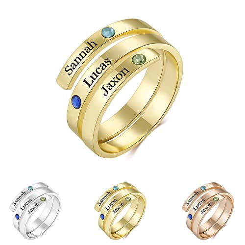 TAISGONGBY Mikro-personalisiertes Geburtsstein-Mutterring-Set mit allen Geburtssteinen, feiner Edelsteinring aus Gold, Silber oder Roségold (925er Sterlingsilber) von TAISGONGBY