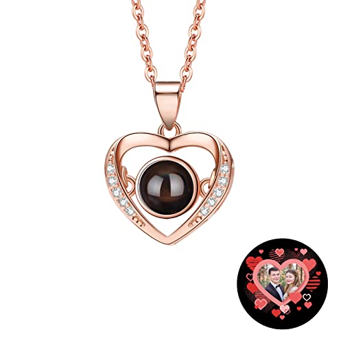 TAISGONGBY Personalisierte Fotoprojektionskette mit 100 „Ich liebe dich“ Sprachen – kette mit bild – Personalisiertes Schmuckgeschenk für Freundin, beste Freundin, Ehefrau oder Mutter von TAISGONGBY
