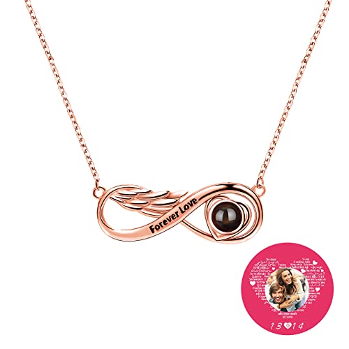 TAISGONGBY Personalisierte Fotoprojektionskette mit 100 „Ich liebe dich“ Sprachen – kette mit bild – Personalisiertes Schmuckgeschenk für Freundin, beste Freundin, Ehefrau oder Mutter von TAISGONGBY