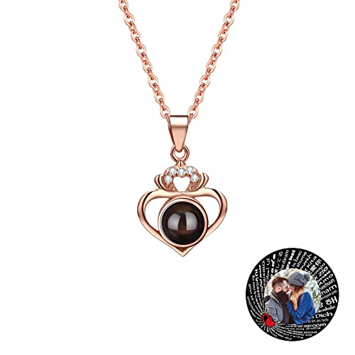 TAISGONGBY Personalisierte Fotoprojektionskette mit 100 „Ich liebe dich“ Sprachen – kette mit bild – Personalisiertes Schmuckgeschenk für Freundin, beste Freundin, Ehefrau oder Mutter von TAISGONGBY