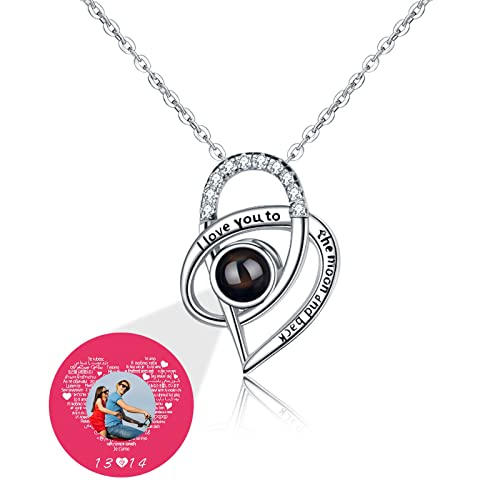 TAISGONGBY Personalisierte Fotoprojektionskette mit 100 „Ich liebe dich“ Sprachen – kette mit bild – Personalisiertes Schmuckgeschenk für Freundin, beste Freundin, Ehefrau oder Mutter von TAISGONGBY