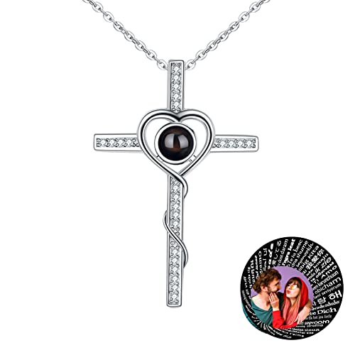TAISGONGBY Personalisierte Fotoprojektionskette mit 100 „Ich liebe dich“ Sprachen – kette mit bild – Personalisiertes Schmuckgeschenk für Freundin, beste Freundin, Ehefrau oder Mutter von TAISGONGBY