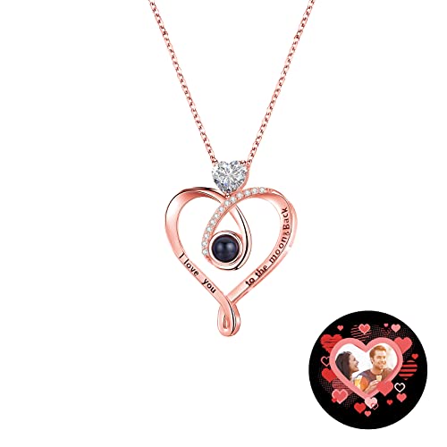 TAISGONGBY Personalisierte Fotoprojektionskette mit 100 „Ich liebe dich“ Sprachen – kette mit bild – Personalisiertes Schmuckgeschenk für Freundin, beste Freundin, Ehefrau oder Mutter von TAISGONGBY