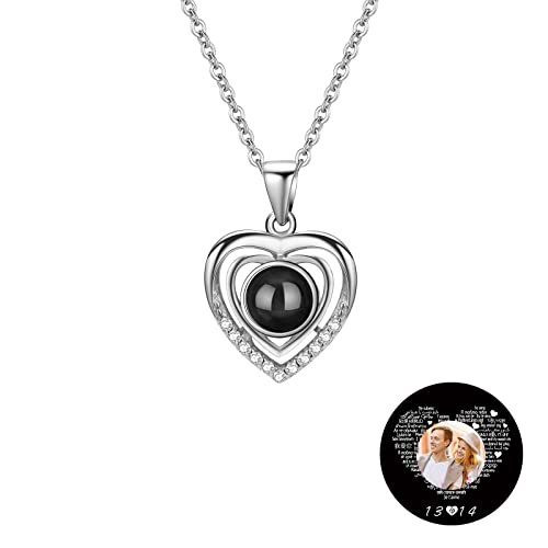 TAISGONGBY Personalisierte Fotoprojektionskette mit 100 „Ich liebe dich“ Sprachen – kette mit bild – Personalisiertes Schmuckgeschenk für Freundin, beste Freundin, Ehefrau oder Mutter von TAISGONGBY