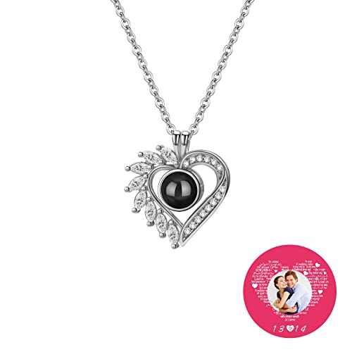 TAISGONGBY Personalisierte Fotoprojektionskette mit 100 „Ich liebe dich“ Sprachen – kette mit bild – Personalisiertes Schmuckgeschenk für Freundin, beste Freundin, Ehefrau oder Mutter von TAISGONGBY