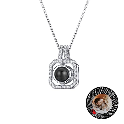 TAISGONGBY Personalisierte Fotoprojektionskette mit 100 „Ich liebe dich“ Sprachen – kette mit bild – Personalisiertes Schmuckgeschenk für Freundin, beste Freundin, Ehefrau oder Mutter von TAISGONGBY