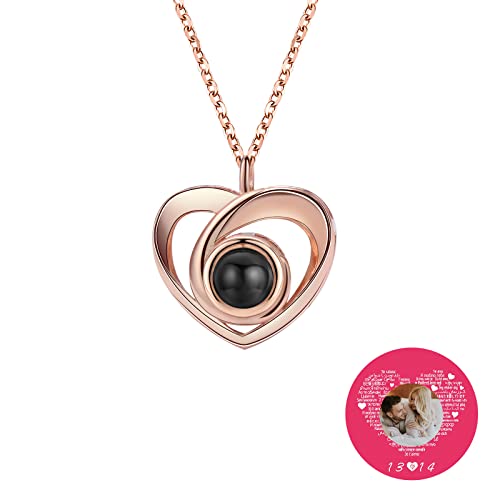 TAISGONGBY Personalisierte Fotoprojektionskette mit 100 „Ich liebe dich“ Sprachen – kette mit bild – Personalisiertes Schmuckgeschenk für Freundin, beste Freundin, Ehefrau oder Mutter von TAISGONGBY