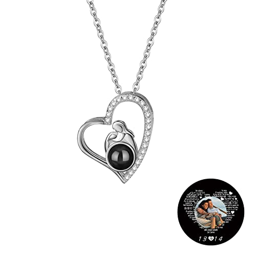 TAISGONGBY Personalisierte Fotoprojektionskette mit 100 „Ich liebe dich“ Sprachen – kette mit bild – Personalisiertes Schmuckgeschenk für Freundin, beste Freundin, Ehefrau oder Mutter von TAISGONGBY