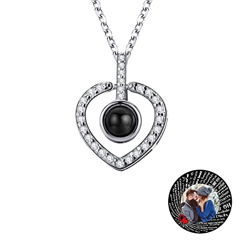 TAISGONGBY Personalisierte Fotoprojektionskette mit 100 „Ich liebe dich“ Sprachen – kette mit bild – Personalisiertes Schmuckgeschenk für Freundin, beste Freundin, Ehefrau oder Mutter von TAISGONGBY