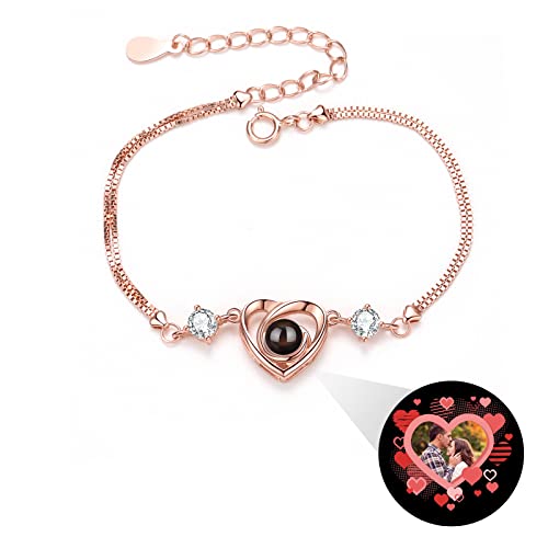 TAISGONGBY Personalisiertes Armband mit Bild, 925er Sterlingsilber Personalisiertes Projektionsarmband mit Foto, Erinnerungsgeschenk für Frauen/Familie/Paar/Haustier von TAISGONGBY