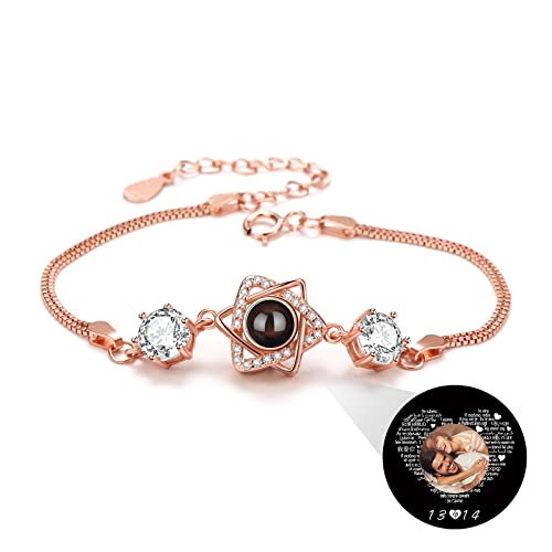 TAISGONGBY Personalisiertes Armband mit Bild, 925er Sterlingsilber Personalisiertes Projektionsarmband mit Foto, Erinnerungsgeschenk für Frauen/Familie/Paar/Haustier von TAISGONGBY