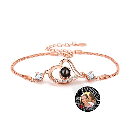 TAISGONGBY Personalisiertes Armband mit Bild, 925er Sterlingsilber Personalisiertes Projektionsarmband mit Foto, Erinnerungsgeschenk für Frauen/Familie/Paar/Haustier von TAISGONGBY