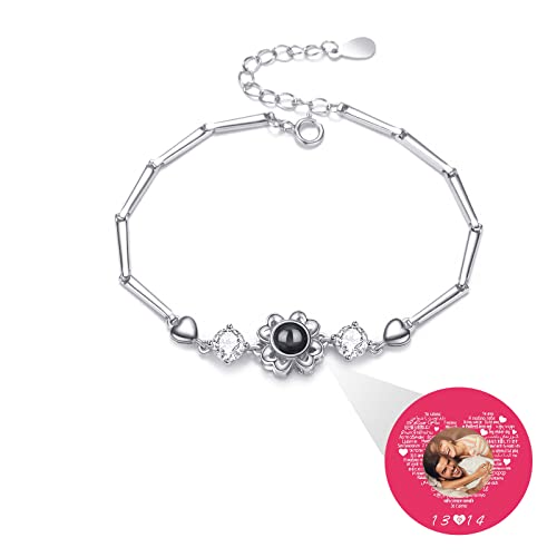 TAISGONGBY Personalisiertes Armband mit Bild, 925er Sterlingsilber Personalisiertes Projektionsarmband mit Foto, Erinnerungsgeschenk für Frauen/Familie/Paar/Haustier von TAISGONGBY
