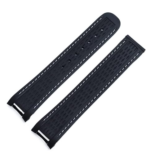 20mm Uhrenband gebogenes Ende Silikon Gummi -Uhrenband für Omega -Gurt Seamaster 300 Aqua Terra AT150 Ultra Light 8900 Schnalle (Farbe: BLK Blau, Größe: Goldschnalle) von TAIYUESHAN