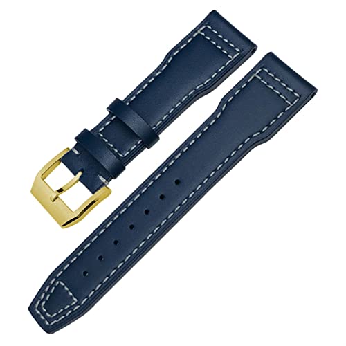 TAIYUESHAN Echtes Leder -Uhrband für IWC Mark xviii le Petit Prince Pilots Uhr 20mm 21 mm 22 mm Kaufhorchenband (Farbe: Schwarz Weißgold, Größe: 22 mm) von TAIYUESHAN