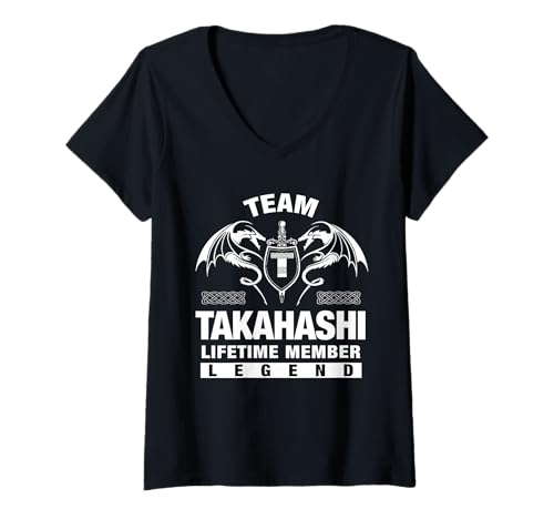 Damen Team Takahashi - Lebenslange Mitgliedsgeschenke T-Shirt mit V-Ausschnitt Damen Team Takahashi - Lebenslange Mitgliedsgeschenke T-Shirt mit V-Ausschnitt von TAKAHASHI FAMILY Idea Gifts