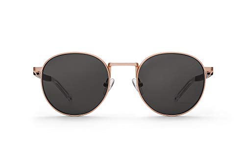 TAKE A SHOT Holz-Sonnenbrille Damen Rund Rosegold, UV-400, Metall-Sonnenbrille, Runde Gläser Sonnenbrille Holz JANIS von TAKE A SHOT