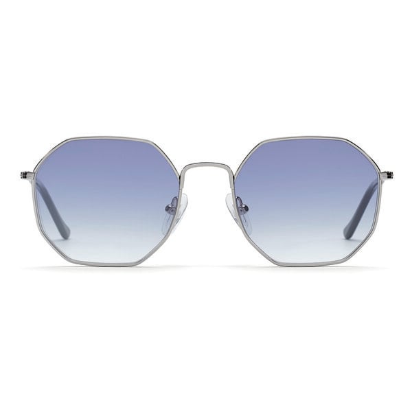 Take a Shot Achteck-Sonnenbrille Dorian Gray in Silber mit blauen Verlaufsgläsern von TAKE A SHOT