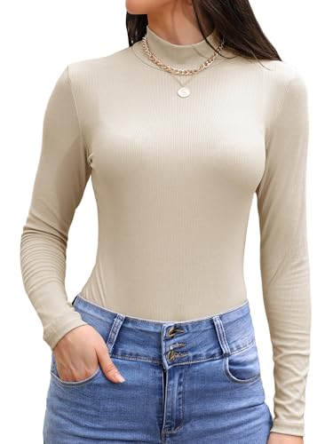 TAKEYAL LaTAKEYAL ngarmshirt Damen, Top Unterhemd Winter Langarmshirt Warm Thermo T-Shirt Slim Fit Basic Tops von TAKEYAL