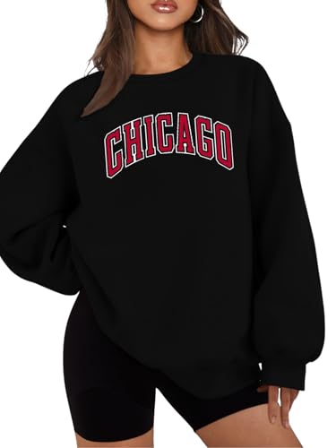 TAKEYAL Sweatshirt Damen Oversized, Pullover Damen Weite Sweatshirts Briefe Drucken Langarmshirt Rundhals Sweatjacke Casual Oberteile Tops von TAKEYAL
