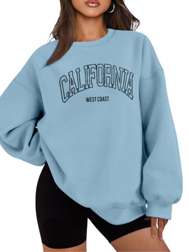 TAKEYAL Sweatshirt Damen Oversized, Pullover Damen Weite Sweatshirts Briefe Drucken Langarmshirt Rundhals Sweatjacke Casual Oberteile Tops von TAKEYAL