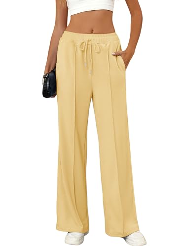 TAKEYAL Women Wide Leg Sweatpants High Waisted Straight Pants Lounge Workout Baggy Stretch Sweatpant with Pocket von TAKEYAL