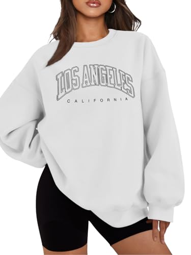 TAKEYAL Sweatshirt Damen Oversized, Pullover Damen Weite Sweatshirts Briefe Drucken Langarmshirt Rundhals Sweatjacke Casual Oberteile Tops von TAKEYAL