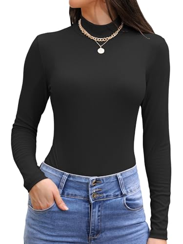 TAKEYAL Langarmshirt Damen, Sweatshirt Basic Herbst Winter Longsleeve Slim Pullover Warm Thermo T-Shirt Fit Tops von TAKEYAL