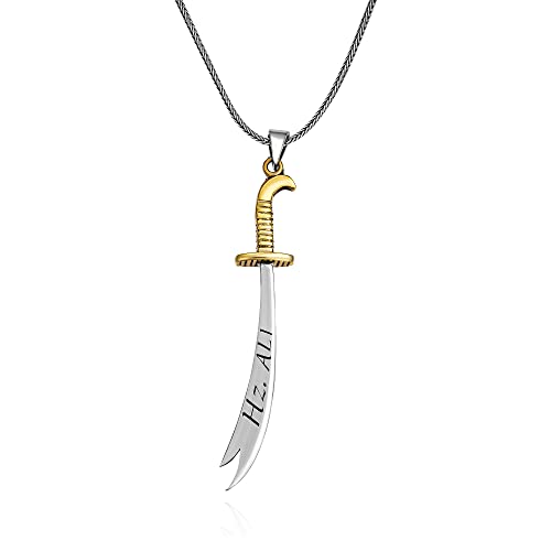 TAKILINGO Massives 925er Sterlingsilber Hz. Ali Zulfiqar Schwert doppelseitige Herren Halskette Schmuck Geschenk für Männer (55) von TAKILINGO