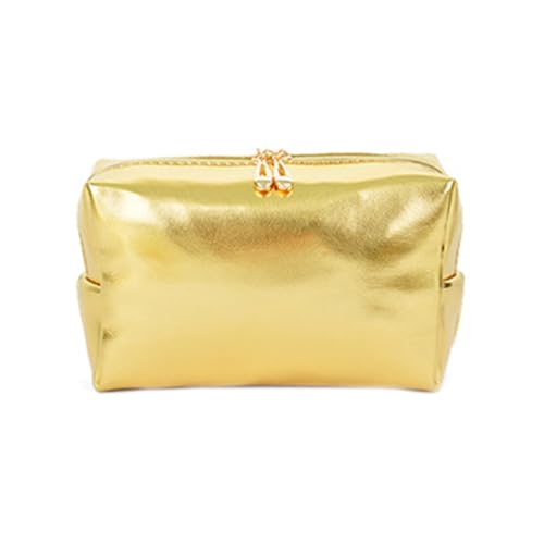 TAKOXIA Goldfarbene Make-up-Tasche, handliche Make-up-Tasche, Kosmetiktasche, Reise-Organizer, vielseitige Aufbewahrungstasche für den täglichen Gebrauch, Quadratische Tasche, 18x7x11cm von TAKOXIA