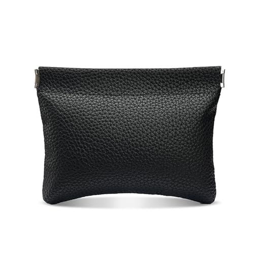 TAKOXIA Münzbörse aus PU-Leder, Metall-Federverschluss für einfachen Zugriff, kleine Kleingeldbörsen, Kartenhalter, kompakte Geldtasche, Schwarz , As shown in the picture (error 1-3cm) von TAKOXIA