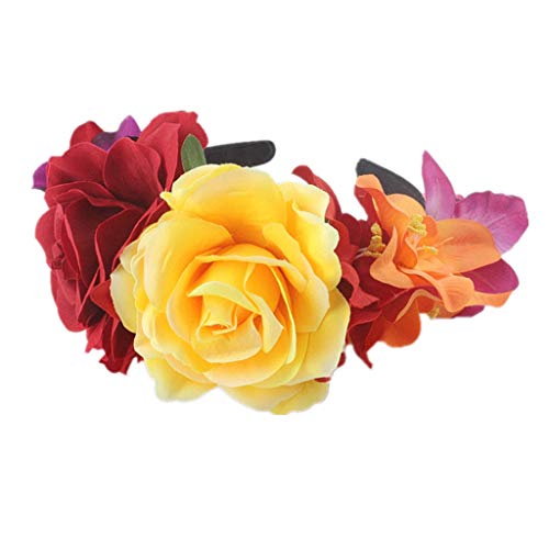TAKOXIA Stirnband für Damen, Tag der Toten, künstliche Kontrastfarbe, Rosenkrone mit TAKOXIA Stirnband für Damen, Tag der Toten, künstliche Kontrastfarbe, Rosenkrone mit von TAKOXIA
