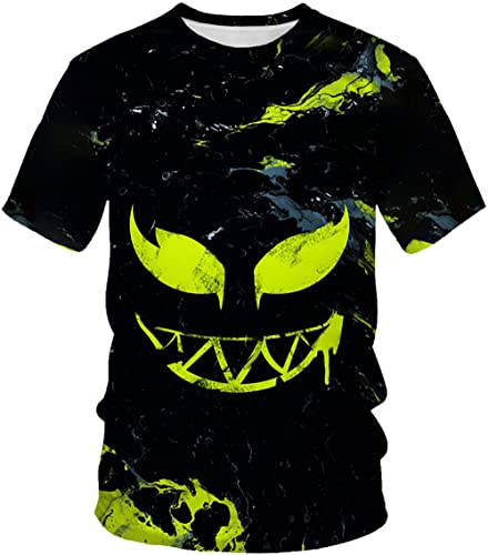 TAKUSHI HF Unisex 3D-Druck Kreative Superhelden Kurzarm T-Shirt Casual Grafik Tops, Grünes Gesicht., XXL/3XL TAKUSHI HF Unisex 3D-Druck Kreative Superhelden Kurzarm T-Shirt Casual Grafik Tops, Grünes Gesicht., XXL/3XL von TAKUSHI HF