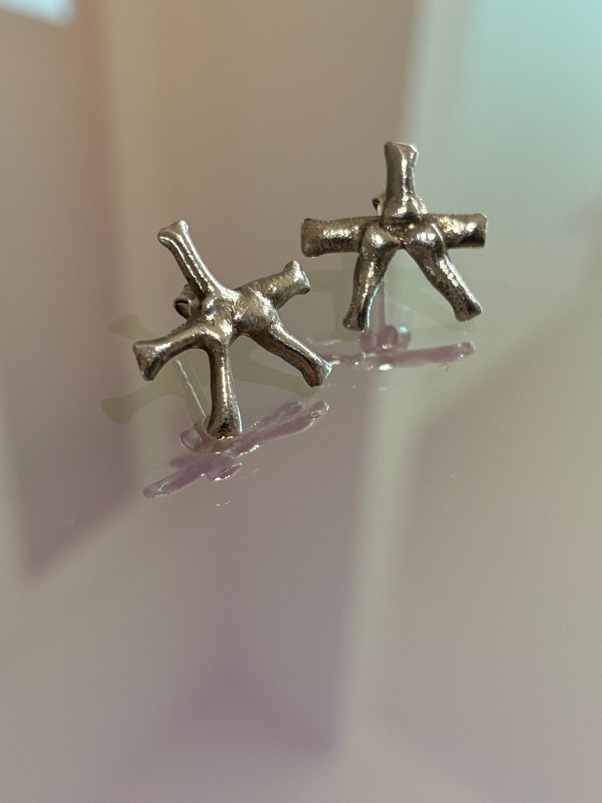 Handmade Chunky Earrings | 925Er Sterling Silber Gefertigt in Deutschland Freiform Geschmolzenes Jeder Ohrring Ein Unikat von TALAiASSA