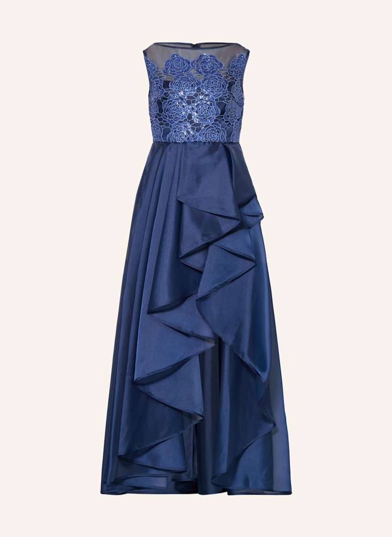 Talbot Runhof Abendkleid Mit Spitze Und Pailletten blau von TALBOT RUNHOF