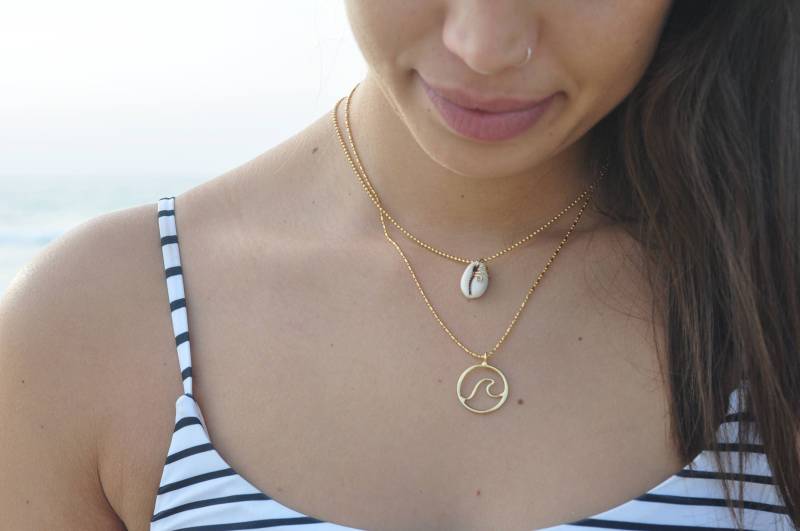 Gold Anhänger Halskette Silber Überzogener Sommer-strand-Schmuck Gold Anhänger Halskette Silber Überzogener Sommer-strand-Schmuck von TALIALUJEWELRY