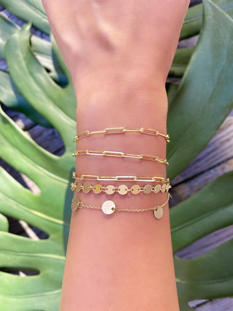 14Kt Gelbgold Schimmernde Multi Golden Eclipse Kreis Disc Armband - Verstellbar von TALIANAOMIJEWELLERY