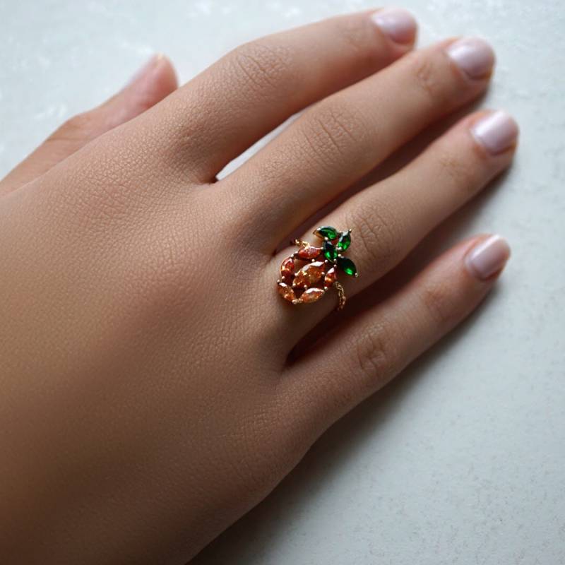 Ananas-Kettenring, 14Kt Gelbgold von TALIANAOMIJEWELLERY