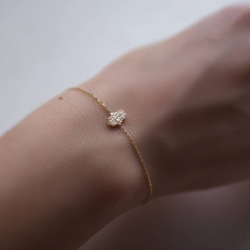 Hamsa Hand Viel Glück Charm Armband 14Kt Gelbgold Pflaster von TALIANAOMIJEWELLERY