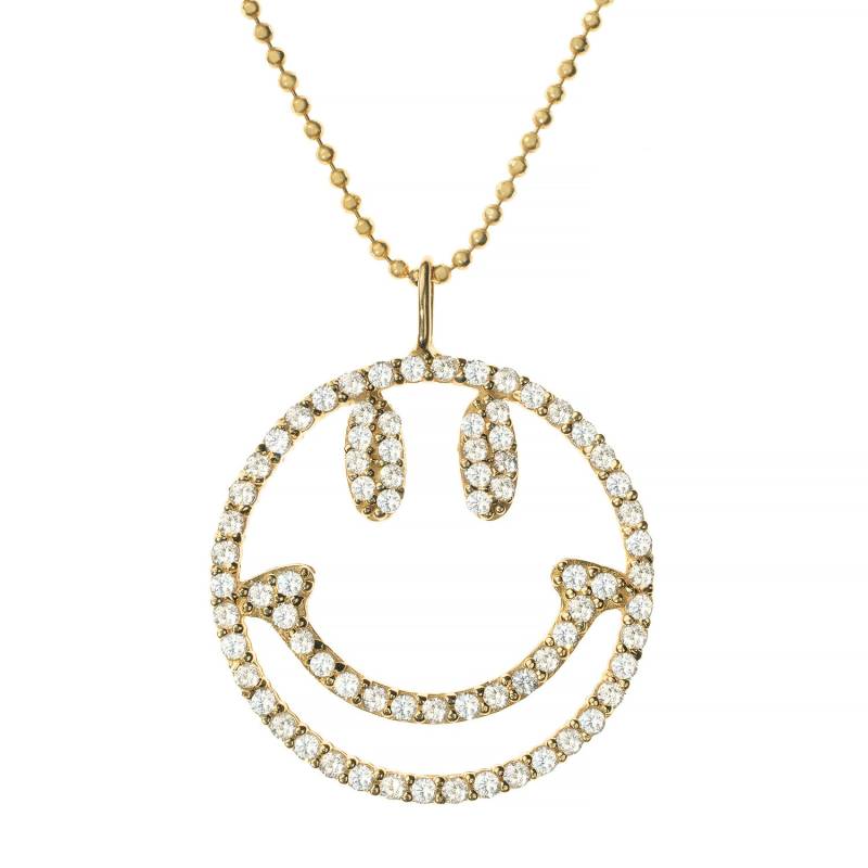 Warum So Ernst 14Ct Gelbgold Pave Smiley Anhänger von TALIANAOMIJEWELLERY