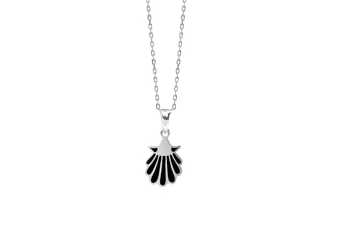 TALISMAN JEWELLERY Anhänger aus 925er Silber und schwarzer Emaille - Muschel des Jakobsweges (8 mm, 10 mm oder 13 mm), 8 MM, Sterling Silber Harz, Nicht zutreffend von TALISMAN JEWELLERY