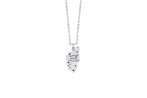 TALISMAN JEWELLERY Anhänger aus 925er Silber und weißen oder bunten Zirkoniasteinen - Korsika-Insel, Korsika (11 mm x 22 mm), 11 MM x 22 MM, Sterling Silber Zirkonia, Nicht zutreffend von TALISMAN JEWELLERY