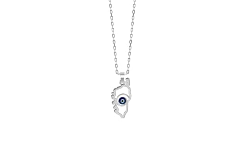 TALISMAN JEWELLERY Anhänger aus Sterling-Silber 925 und dunkelblauer Emaille oder Türkis, Insel Korsika, Korsika und Glücksauge, 10 mm x 22 mm, 10 mm x 22 mm, Sterling Silber Harz, Nicht zutreffend von TALISMAN JEWELLERY