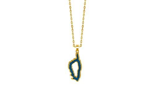 TALISMAN JEWELLERY Anhänger mit Goldbeschichtung, 3 Mikron, 18 Karat und farbiger Emaille - Insel Korsika, Korsika (10 mm x 24 mm), 10 MM x 24 MM, Vergoldet Harz, Nicht zutreffend von TALISMAN JEWELLERY