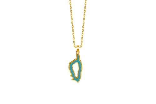 TALISMAN JEWELLERY Anhänger mit Goldbeschichtung, 3 Mikron, 18 Karat und farbiger Emaille - Insel Korsika, Korsika (10 mm x 24 mm), 10 MM x 24 MM, Vergoldet Harz, Nicht zutreffend von TALISMAN JEWELLERY