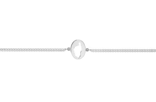 TALISMAN JEWELLERY Armband aus 925er-Silber mit doppelter Kette, Insel Korsika (11 mm x 14 mm Stück / 15 cm Kette + 4 cm Verlängerung) von TALISMAN JEWELLERY