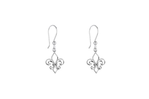 TALISMAN JEWELLERY Ohrringe aus 925er Silber mit Hakenverschluss - Fleur de Lis (16 mm Stück + 20 mm Verschluss), 36 MM, Sterling Silber, Kein Edelstein von TALISMAN JEWELLERY