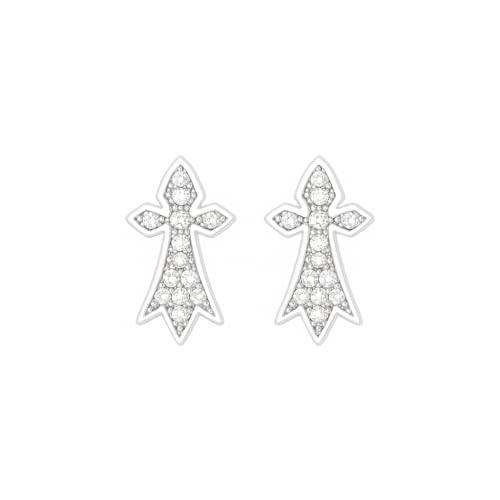 TALISMAN JEWELLERY Ohrringe aus 925er Silber und weißen Zirkoniasteinen mit Verschluss – Heraldisches Heraldik-Symbol (8 mm x 13 mm Stück) von TALISMAN JEWELLERY